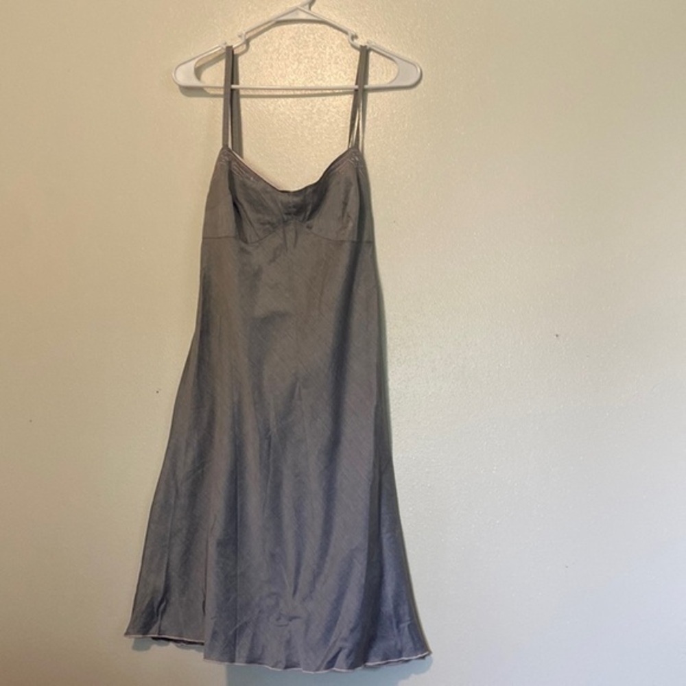 REBECCA Taylor embroidered rose pink grey ruffle dress 12